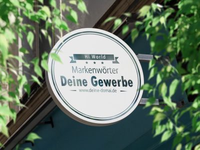 Store brand circular sign board mockup