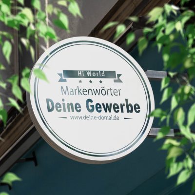 Store brand circular sign board mockup